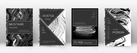 Cover page design template. Black brochure layout. Beauteous trendy abstract cover page. Black and white grunge texture background. Favorable poster.のイラスト素材