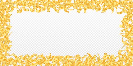 Korean won notes falling. Small WON bills on transparent background. Korea money. Delightful vector illustration. Pretty jackpot, wealth or success concept.のイラスト素材