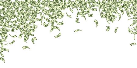 Indian rupee notes falling. Small INR bills on white background. India money. Classic vector illustration. Ideal jackpot, wealth or success concept.のイラスト素材