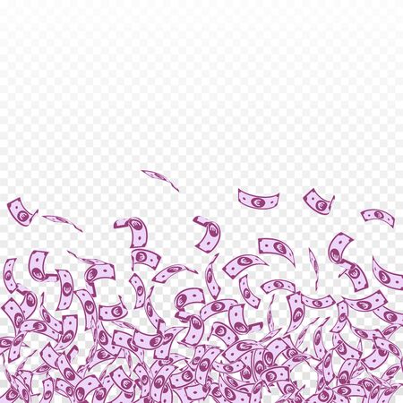 European Union Euro notes falling. Small EUR bills on transparent background. Europe money. Appealing vector illustration. Awesome jackpot, wealth or success concept.のイラスト素材