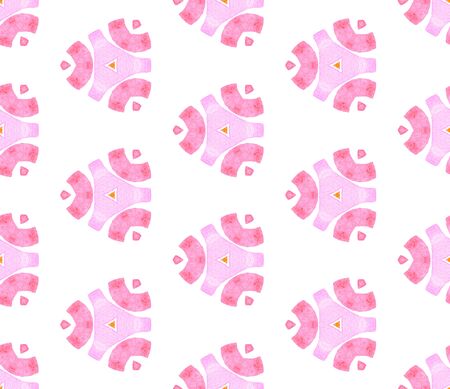 Pink orange vintage kaleidoscope seamless pattern. Hand drawn watercolor ornament. Surprising...