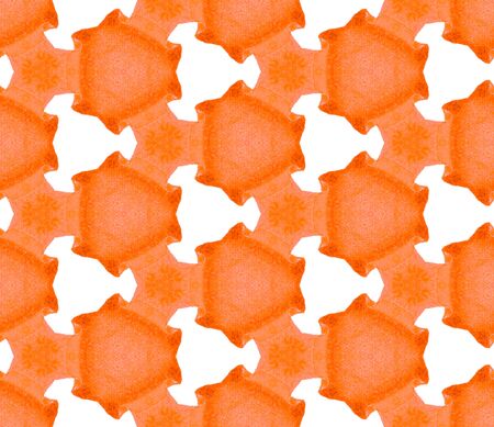 Orange spring geometry seamless pattern. Hand drawn watercolor ornament. Pleasant repeating tile. Curious fabric cloth, swimwear design, wallpaper, wrapping.の写真素材