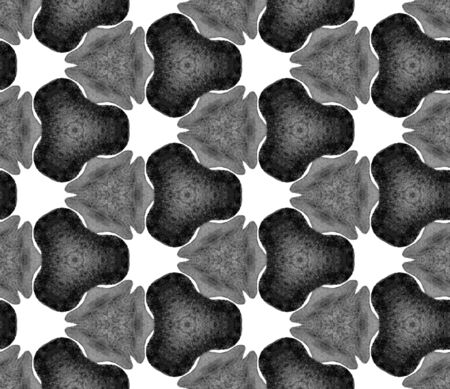 Black and white spring geometry seamless pattern. Hand drawn watercolor ornament. Perfect repeating...