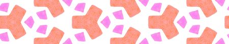 Pink orange retro Seamless Border Scroll. Geometric Watercolor Frame. Decent Seamless Pattern....