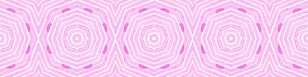 Pink red Seamless Border Scroll. Geometric Watercolor Frame. Amazing Seamless Pattern. Medallion...