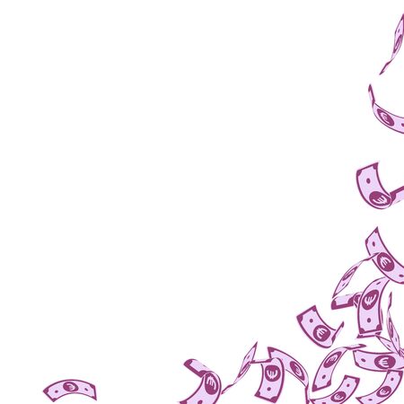 European Union Euro notes falling. Floating EUR bills on white background. Europe money. Amazing vector illustration. Bewitching jackpot, wealth or success concept.のイラスト素材