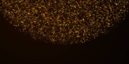 Beautiful starry snow Christmas overlay. Christmas lights, bokeh, snow flakes, stars on night background. Luxury actual sparkling overlay template. Resplendent vector illustration.のイラスト素材