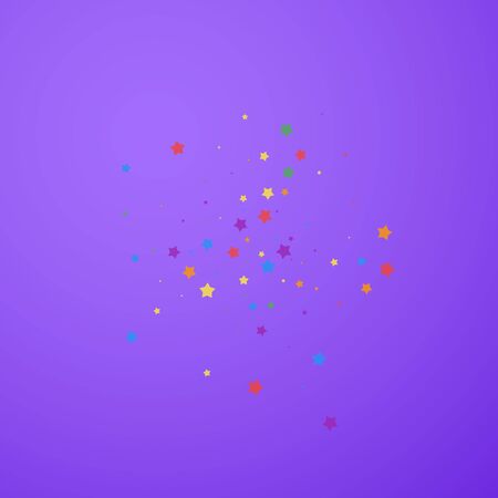 Festive confetti. Celebration stars. Joyous stars on bright purple background. Brilliant festive overlay template. Terrific vector illustration.のイラスト素材