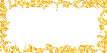 Korean won notes falling. Floating WON bills on white background. Korea money. Delightful vector illustration. Perfect jackpot, wealth or success concept.のイラスト素材