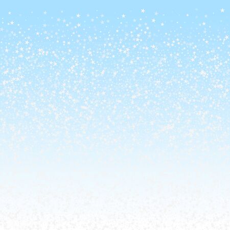Amazing falling stars Christmas background. Subtle flying snow flakes and stars on winter sky background. Awesome winter silver snowflake overlay template. Outstanding vector illustration.のイラスト素材