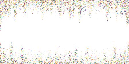 Festive confetti. Celebration stars. Colorful confetti on white background. Decent festive overlay template. Overwhelming vector illustration.のイラスト素材