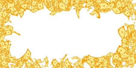 Korean won notes falling. Messy WON bills on white background. Korea money. Delightful vector illustration. Popular jackpot, wealth or success concept.のイラスト素材