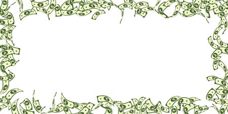 Indian rupee notes falling. Floating INR bills on white background. India money. Classy vector illustration. Actual jackpot, wealth or success concept.のイラスト素材