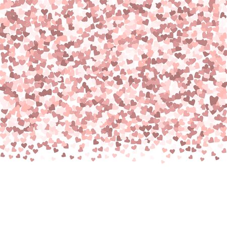 Pink heart love confettis. Valentine's day gradient interesting background. Falling flat hearts confetti on white background. Exotic vector illustration.のイラスト素材