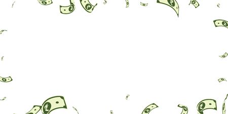 Indian rupee notes falling. Random INR bills on white background. India money. Classic vector illustration. Magnificent jackpot, wealth or success concept.のイラスト素材