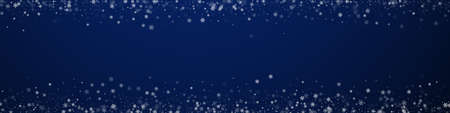 Beautiful snowfall Christmas background. Subtle flying snow flakes and stars on dark blue...