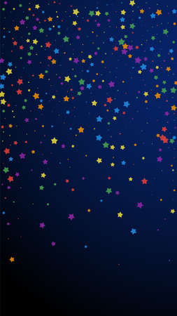 Festive elegant confetti. Celebration stars. Joyous stars on dark blue background. Gorgeous festive overlay template. Vertical vector background.のイラスト素材