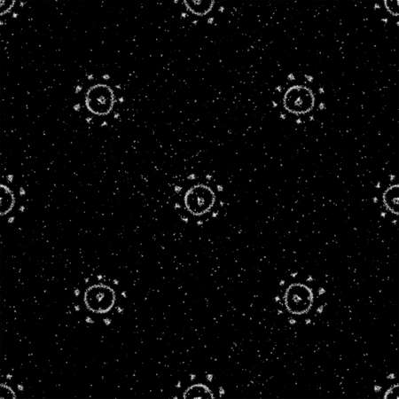 Hand Drawn white Snowflakes Christmas Seamless Pattern. Subtle Flying Snow Flakes on black...