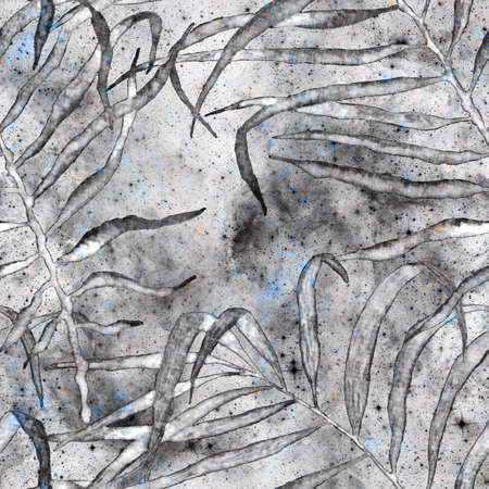 Exotic seamless pattern. Black and white starry background. Fashion hand drawn texture. Exotic seamless pattern for t-shirt, textile, wrapping paper.の写真素材