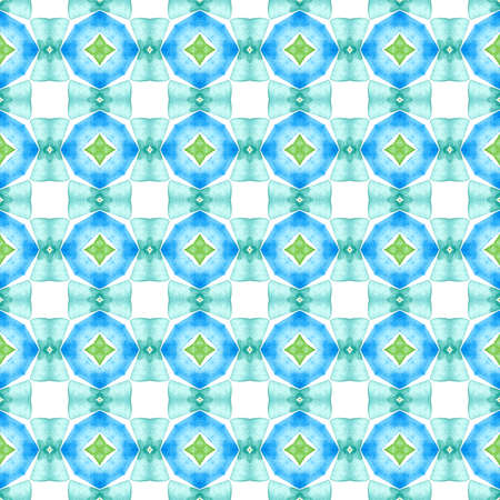 Textile ready terrific print, swimwear fabric, wallpaper, wrapping.  Green curious boho chic summer design. Watercolor summer ethnic border pattern. Ethnic hand painted  pattern.の写真素材