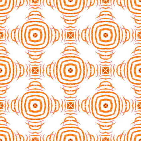Repeating striped hand drawn border. Orange classy boho chic summer design. Textile ready majestic...