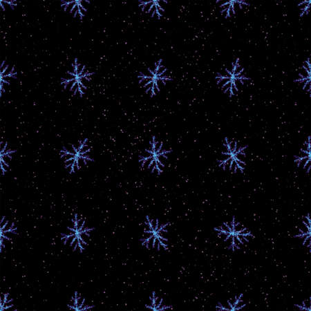 Hand Drawn white Snowflakes Christmas Seamless Pattern. Subtle Flying Snow Flakes on black...