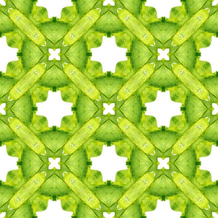 Mosaic seamless pattern. Green classy boho chic summer design. Hand drawn green mosaic seamless...
