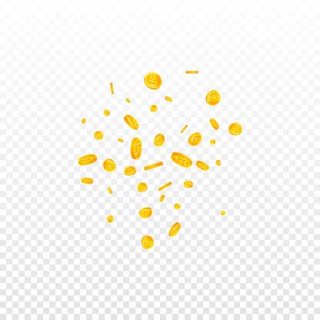 Korean won coins falling. Sightly scattered WON coins. Korea money. Classic jackpot, wealth or success concept. Vector illustration.のイラスト素材