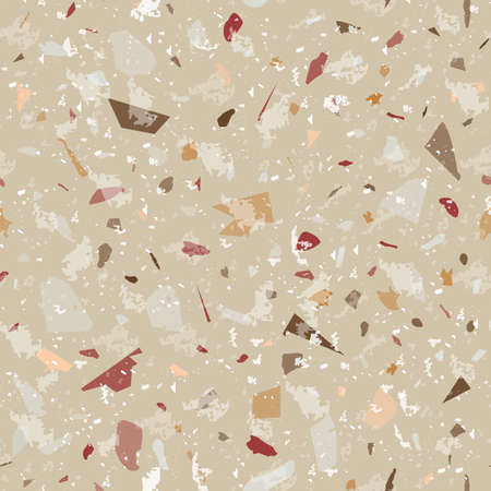 Terrazzo seamless pattern. Earthy classic flooring texture. Classic background made of natural stones, granite, quartz, marble, and concrete. Cute seamless terrazzo.のイラスト素材
