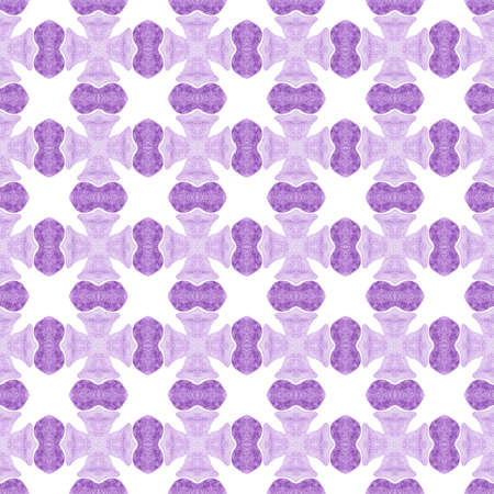 Ethnic hand painted pattern. Purple appealing boho chic summer design. Textile ready interesting print, swimwear fabric, wallpaper, wrapping. Watercolor summer ethnic border pattern.の写真素材