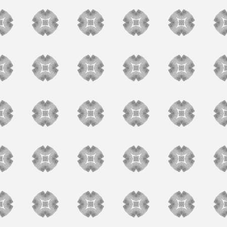 Tiled watercolor background. Black and white sightly boho chic summer design. Textile ready breathtaking print, swimwear fabric, wallpaper, wrapping. Hand painted tiled watercolor border.の写真素材