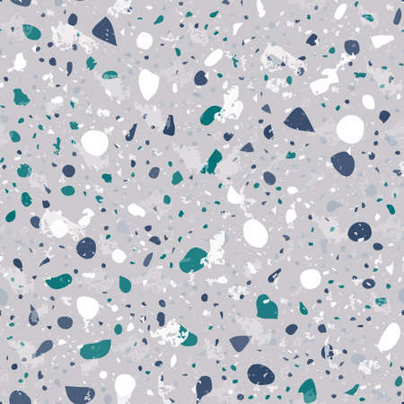Terrazzo seamless pattern. Gentle classic flooring texture. Classic background made of natural stones, granite, quartz, marble, and concrete. Unusual seamless terrazzo.のイラスト素材