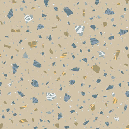 Terrazzo seamless pattern. Earthy classic flooring texture. Classic background made of natural stones, granite, quartz, marble, and concrete. Classy seamless terrazzo.のイラスト素材