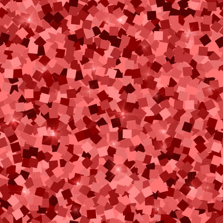 Glitter seamless texture. Adorable red particles. Endless pattern made of sparkling squares. Elegant abstract vector illustration.のイラスト素材