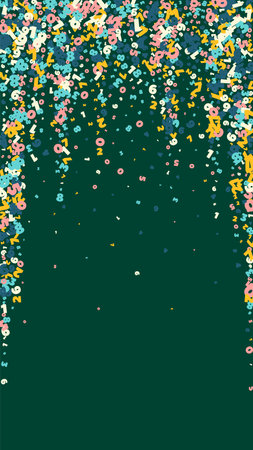 Falling light numbers. Math study concept with flying digits. Lively back to school mathematics banner on blackboard background. Falling numbers vector illustration.のイラスト素材