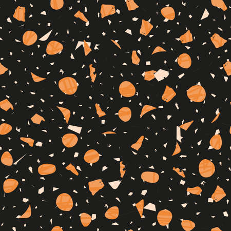 Terrazzo seamless pattern. Dark classic flooring texture. Charming background made of natural stones, granite, quartz, marble, and concrete. Trending seamless terrazzo.のイラスト素材