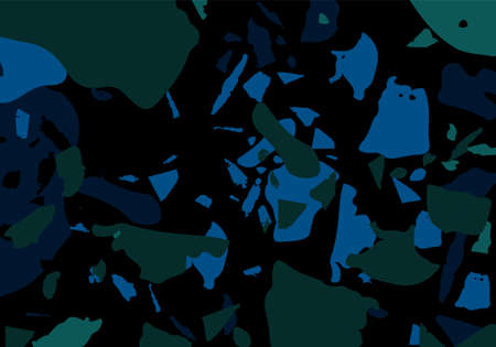 Terrazzo modern abstract template. Black and blue texture of classic italian flooring. Background made of stones, granite, quartz, marble, concrete.  Venetian terrazzo trendy vector backdropのイラスト素材