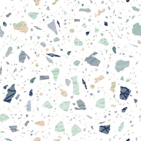 Terrazzo seamless pattern. Colorful classic flooring texture. Charming background made of natural stones, granite, quartz, marble, and concrete. Majestic seamless terrazzo.のイラスト素材