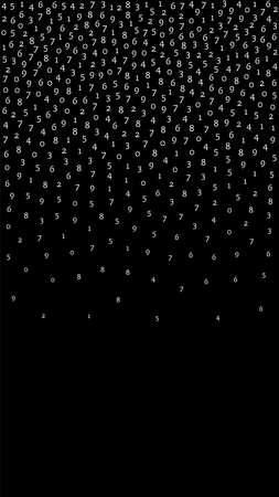 Falling numbers, big data concept. Binary white orderly flying digits. Tempting futuristic banner on black background. Digital vector illustration with falling numbers.のイラスト素材