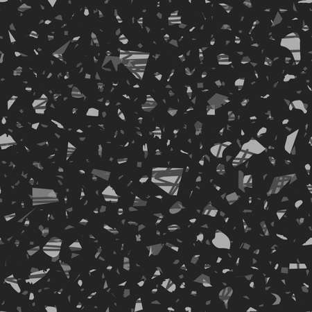 Terrazzo seamless pattern. Black and white classic flooring texture. Charming background made of natural stones, granite, quartz, marble, and concrete. Fine seamless terrazzo.のイラスト素材