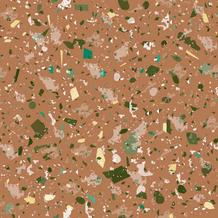 Terrazzo seamless pattern. Earthy classic flooring texture. Classic background made of natural stones, granite, quartz, marble, and concrete. Fetching seamless terrazzo.のイラスト素材