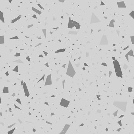 Terrazzo seamless pattern. Black and white classic flooring texture. Bold background made of natural stones, granite, quartz, marble, and concrete. Glamorous seamless terrazzo.のイラスト素材