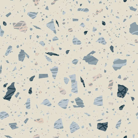 Terrazzo seamless pattern. Earthy classic flooring texture. Classic background made of natural stones, granite, quartz, marble, and concrete. Mind-blowing seamless terrazzo.のイラスト素材