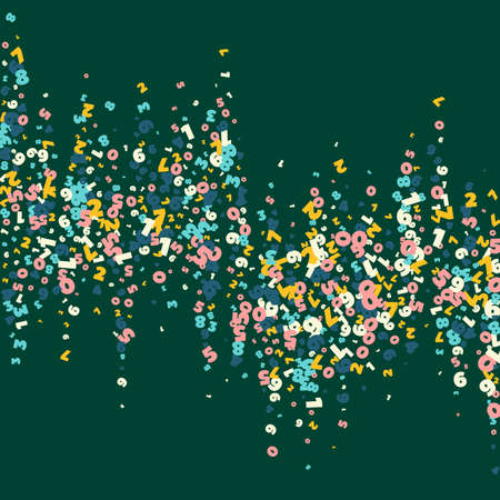 Falling light numbers. Math study concept with flying digits. Rare back to school mathematics banner on blackboard background. Falling numbers vector illustration.のイラスト素材