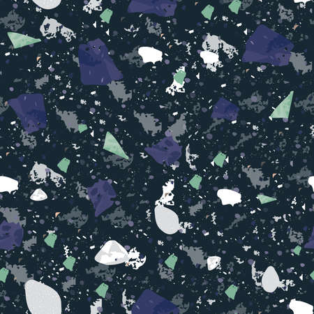 Terrazzo seamless pattern. Dark classic flooring texture. Charming background made of natural stones, granite, quartz, marble, and concrete. Unequaled seamless terrazzo.のイラスト素材