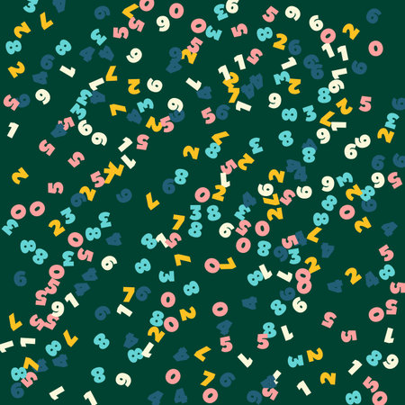 Falling pastel numbers. Math study concept with flying digits. Mesmeric back to school mathematics banner on blackboard background. Falling numbers vector illustration.のイラスト素材