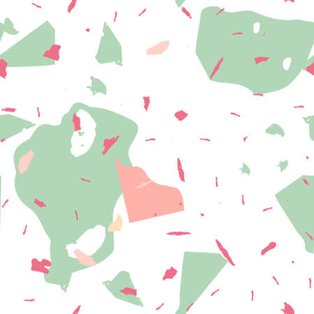 Terrazzo seamless pattern. Pink venetian flooring texture. Terrazzo seamless pattern in cool colors. Background made of natural stones, granite, quartz, marble, concrete.のイラスト素材