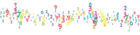 Falling colorful orderly numbers. Math study concept with flying digits. Positive back to school...