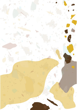 Terrazzo modern abstract template. Brown and beige texture of classic italian flooring. Background made of stones, granite, quartz, marble, concrete. Venetian terrazzo trendy vector backdropのイラスト素材