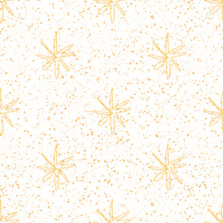 Hand Drawn Snowflakes Christmas Seamless Pattern. Subtle Flying Snow Flakes on chalk snowflakes...